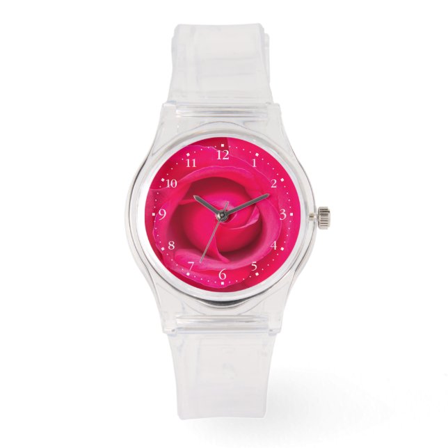 Reloj De Pulsera Rosa rosa rojo romántico (Anverso)