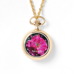 Reloj De Pulsera Rosa Rosa Rosa En Pleno Bloom Cierre Personalizado