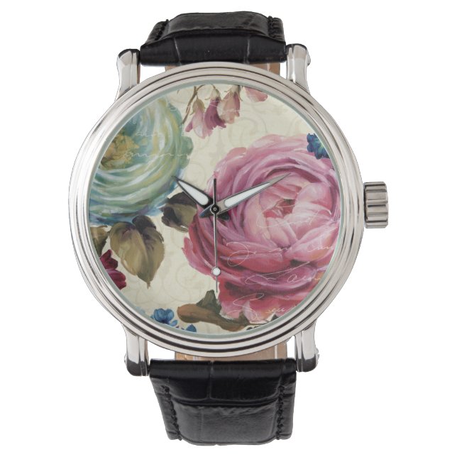 Reloj De Pulsera Rosa rosa y azul (Anverso)