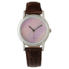Reloj De Pulsera Rosa Suave Malva Nombre Personalizado 