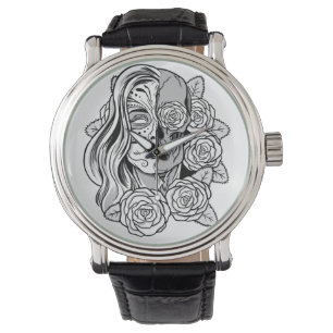 Reloj De Pulsera Rosa Sugar Skull Chica