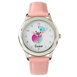 Reloj De Pulsera Rosa tonto divertido del zodiaco lindo del cáncer