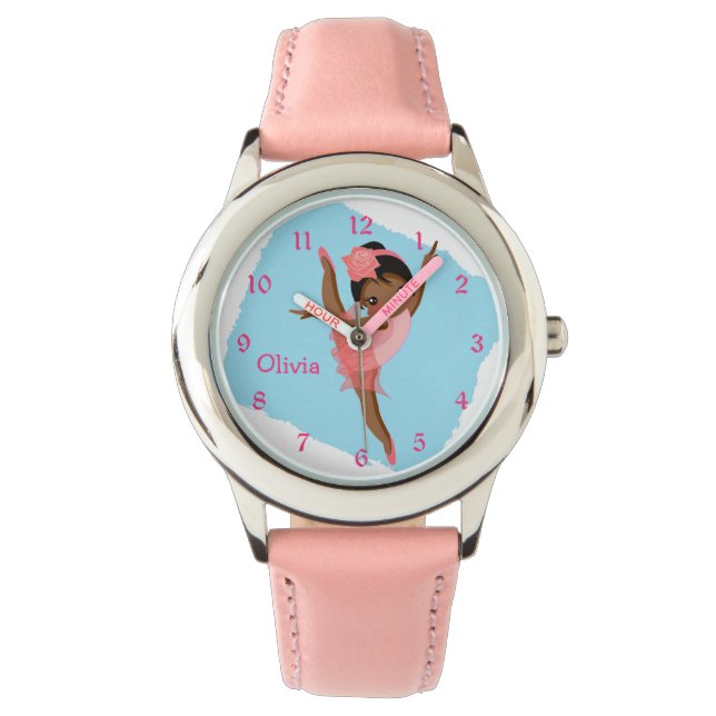Reloj De Pulsera Rosa y azul afroamericano dulce (Anverso)