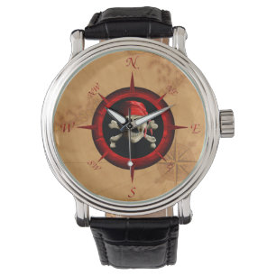 Reloj De Pulsera Rosa Y Mapa De La Abrújula Pirata