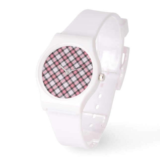 Reloj De Pulsera rosa y negro graso (Ángulo)