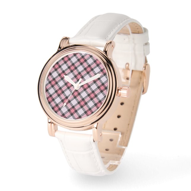 Reloj De Pulsera rosa y negro graso (Ángulo)