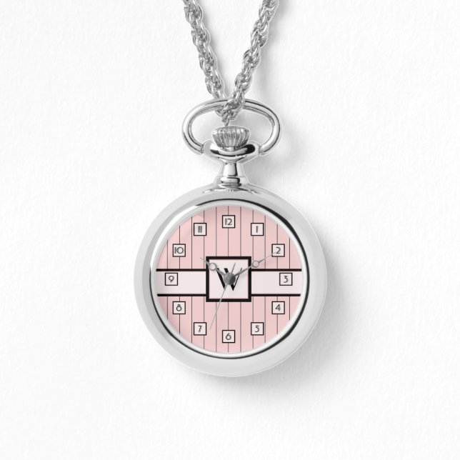 Reloj De Pulsera Rosado con Black Pinstripes Watch (Anverso)