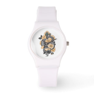 Reloj De Pulsera Rosas amarillas y serpientes
