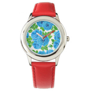 Reloj De Pulsera Rosas azules acuarela patrón transparente