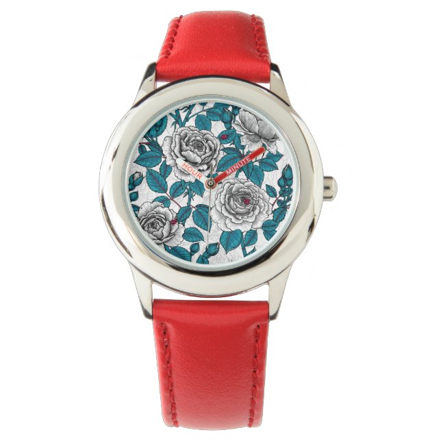 Reloj De Pulsera Rosas blancas y ladybugs (Anverso)