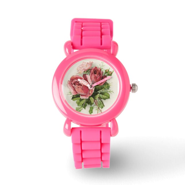 Reloj De Pulsera Rosas de época de arte de época (Anverso)