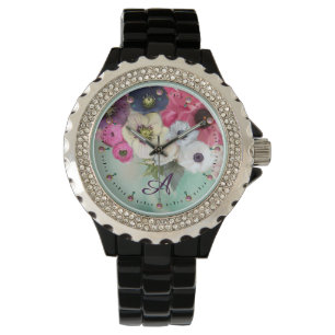 RELOJ DE PULSERA ROSAS DE FUCHSIA DE COLOR BLANCO, ANEMONE FLORECE