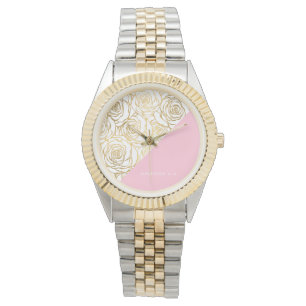 Reloj De Pulsera Rosas de oro con rosa