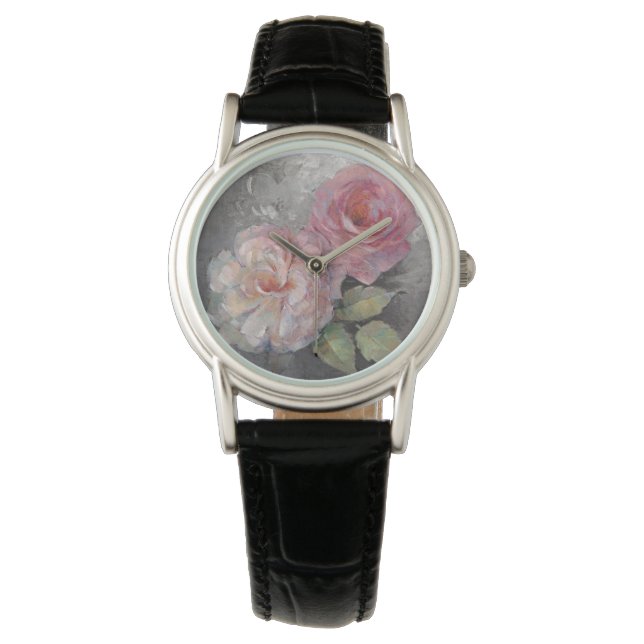 Reloj De Pulsera Rosas en gris (Anverso)