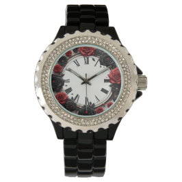 Reloj De Pulsera Rosas negras y rojas