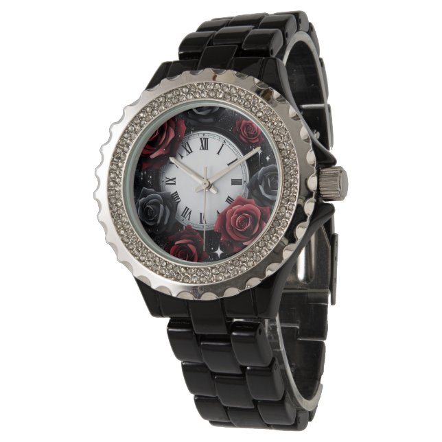 Reloj De Pulsera Rosas negras y rojas (Angular)