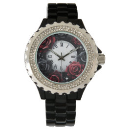Reloj De Pulsera Rosas negras y rojas