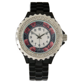Reloj De Pulsera Rosas negras y rojas