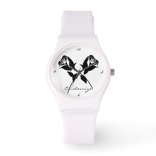 Reloj De Pulsera Rosas negros Valentine Flor Thunder_Cove (Anverso)