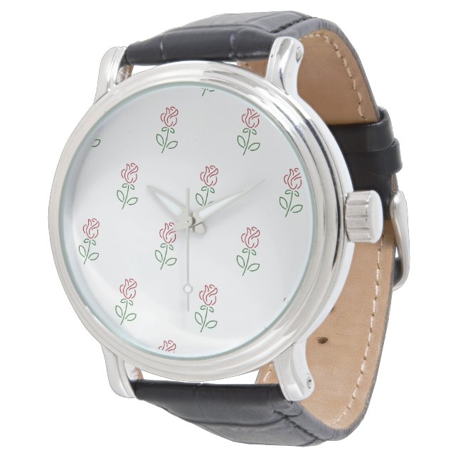 Reloj De Pulsera Rosas Rojas, Patrón De Rosas, Flores (Angular)