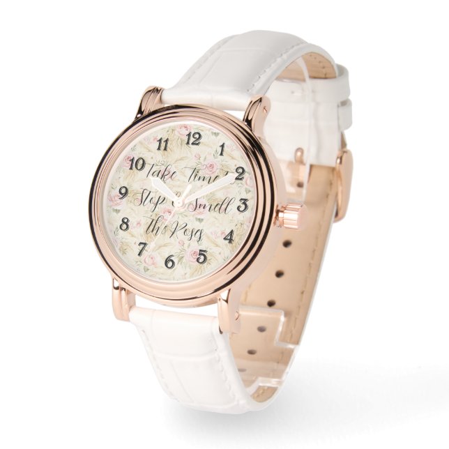 Reloj De Pulsera Rosas Rosadas Floral (Ángulo)