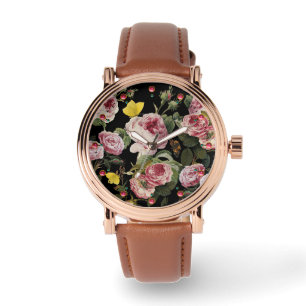 Reloj De Pulsera ROSAS ROSAS ROSAS Y MARIPOSAS AMARILLAS Florales N