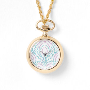 Reloj De Pulsera Rosas silvestres y mariposas /rosa/verde pálido/am