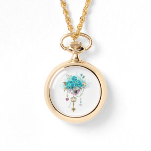 Reloj De Pulsera Rosas turquesas con llaves