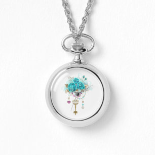 Reloj De Pulsera Rosas turquesas con llaves