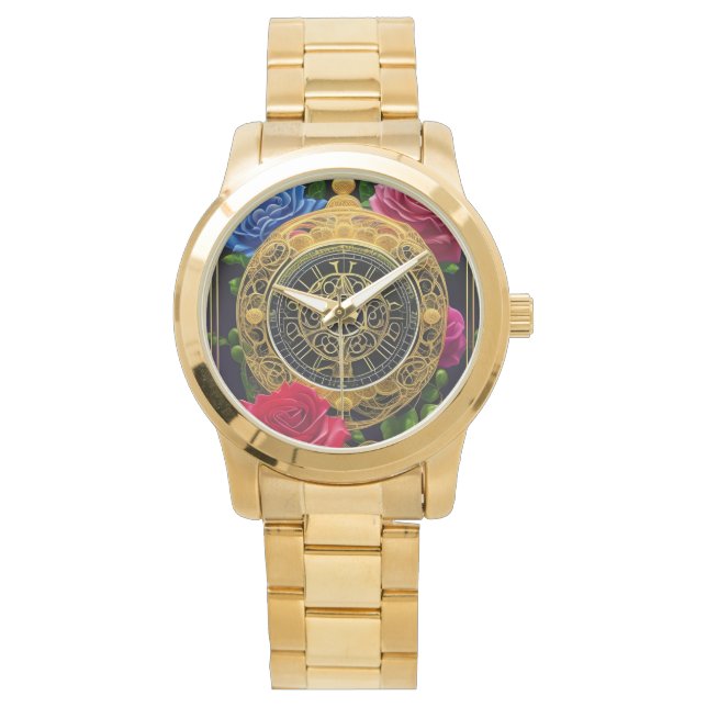 Reloj De Pulsera Rosas y filigrana de oro (Anverso)