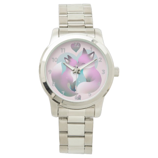 Reloj De Pulsera Rosas Y Gris Rosas Ranas Besando San Valentín (Anverso)