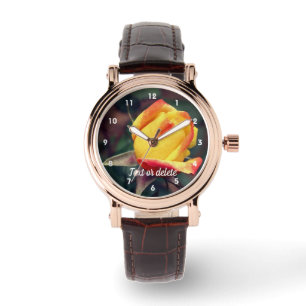 Reloj De Pulsera Rosebud amarillo con luces rojas personalizadas