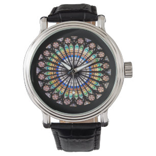 Reloj De Pulsera rosetón de la catedral de vidrio manchado