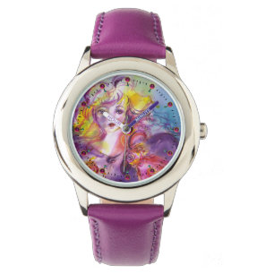 Reloj De Pulsera ROSINA/Joven Chica con Rosa y loro