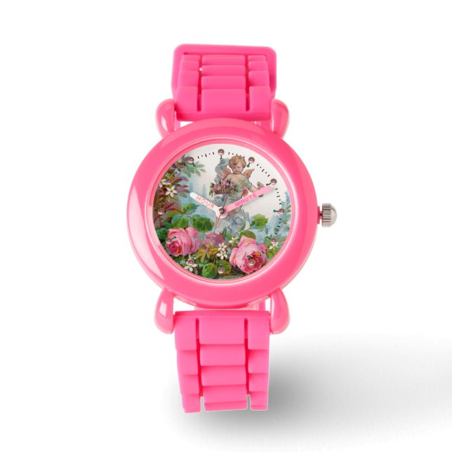 RELOJ DE PULSERA ROSOS Y FLORES ROMÁNTICOS DE ÁNGEL ROMÁNTICO (Anverso)