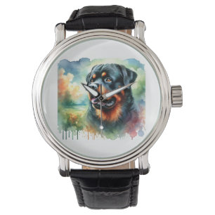 Reloj De Pulsera Rottweiler in watercolor 241024AREF144 - Watercolo