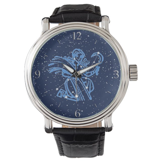 Reloj De Pulsera Rótulo Astrológico Virgo y Constelación (Anverso)