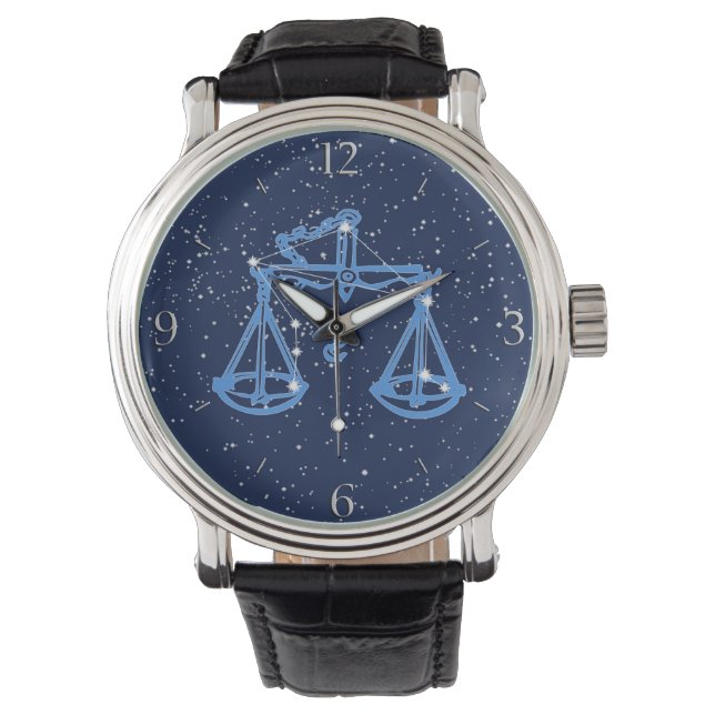 Reloj De Pulsera Rótulo Astrológico y Constelación de Libra (Anverso)