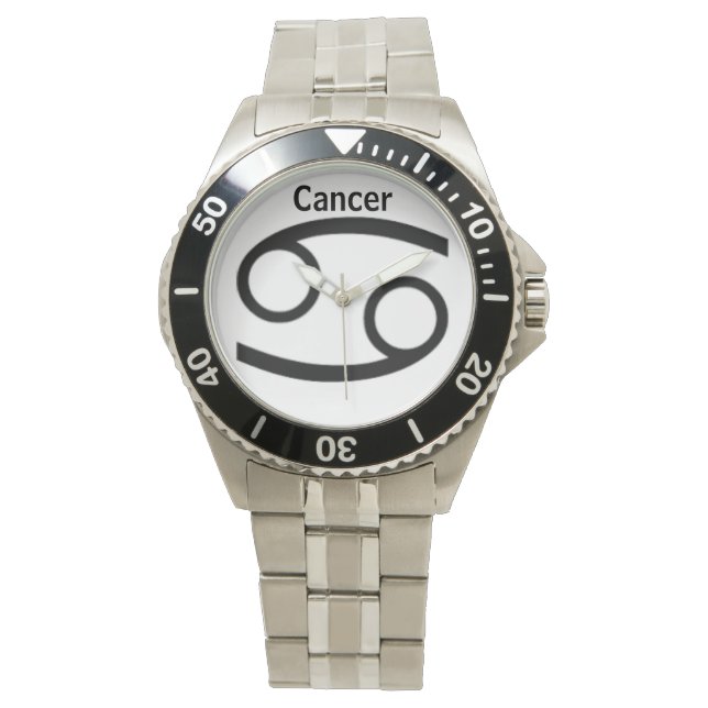 Reloj De Pulsera Rótulo de cáncer del Zodiaco. Mens Watches. (Anverso)