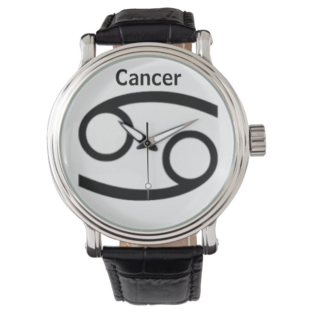 Reloj De Pulsera Rótulo de cáncer del Zodiaco. Mens Watches. (Anverso)