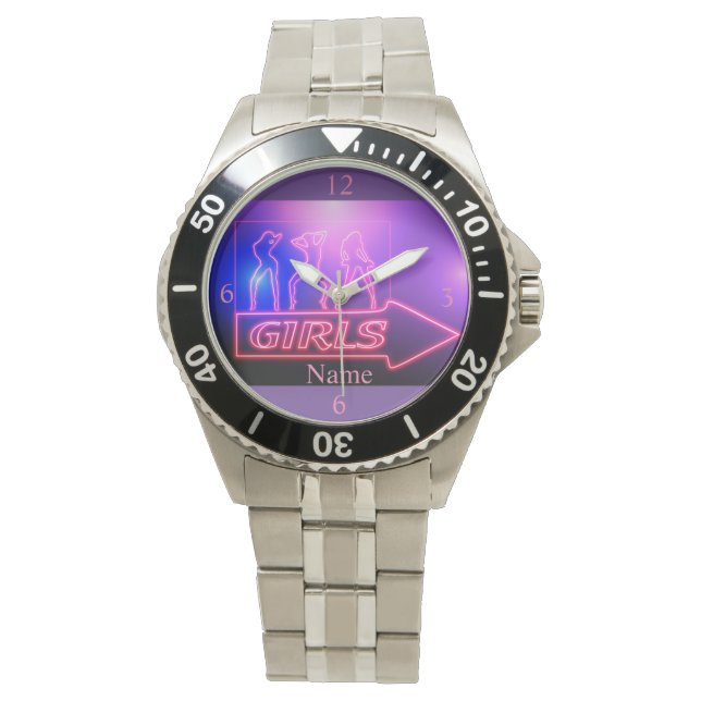 Reloj De Pulsera Rótulo de Chicas rosados neón Thunder_Cove (Anverso)