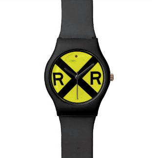 Reloj De Pulsera Rótulo de la travesía de ferrocarril