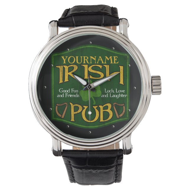 Reloj De Pulsera Rótulo de pub irlandés personalizado (Anverso)