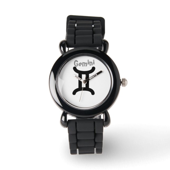 Reloj De Pulsera Rótulo Gemini del Zodiac. Los Niños Miran. (Anverso)