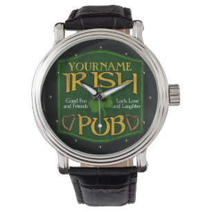 Reloj De Pulsera Rótulo irlandés personalizado del Pub