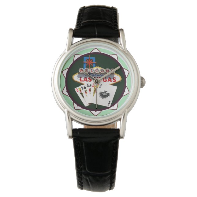 Reloj De Pulsera Rótulo Las Vegas Y Dos Chip De Kings Poker (Anverso)