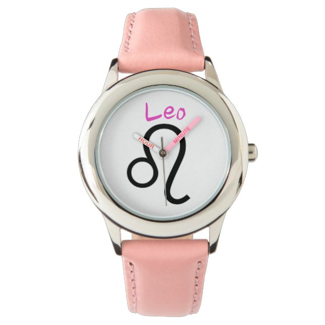 Reloj De Pulsera Rótulo Leo del Zodiac. Los Niños Miran. (Anverso)