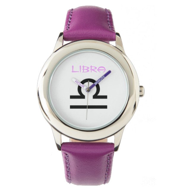 Reloj De Pulsera Rótulo Libra del Zodiac. Niños Mirando. (Anverso)