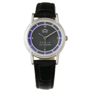 Reloj De Pulsera Rótulo Libra Zodiac Galaxia Elegante Personalizada