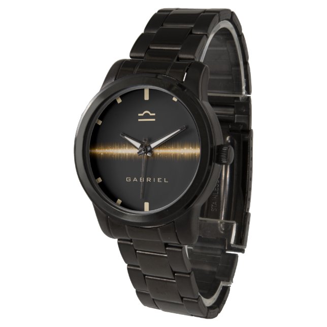 Reloj De Pulsera Rótulo Libra Zodiac Guay Gold Light Line Nombre pe (Angular)